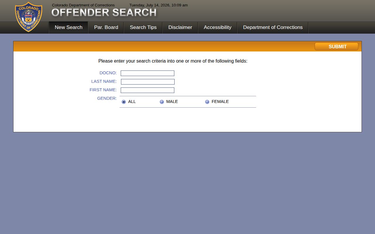 CDOC offender search for Broomfield County projected release date lookup